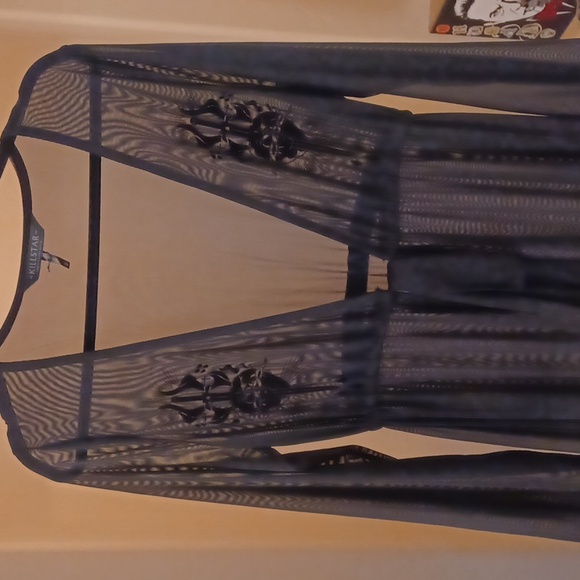 KILLSTAR WIDOWS TEARS ROBE XXL SHEER MESH DRAWSTRING WAIST SACRED HEART ON CHEST - Picture 8 of 17